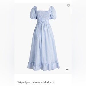NWT J. Crew Factory Striped Puff Sleeve midi, size Small